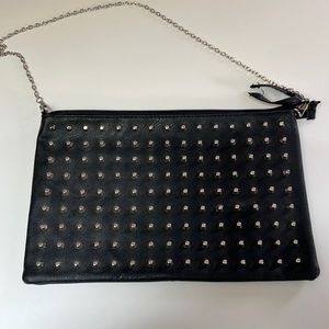 Say What? Faux Leather Studded Crossbody Clutch